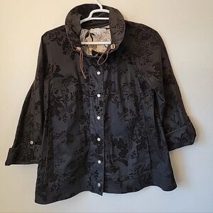 Vtg Burnt Velvet Brown Floral P Jacket